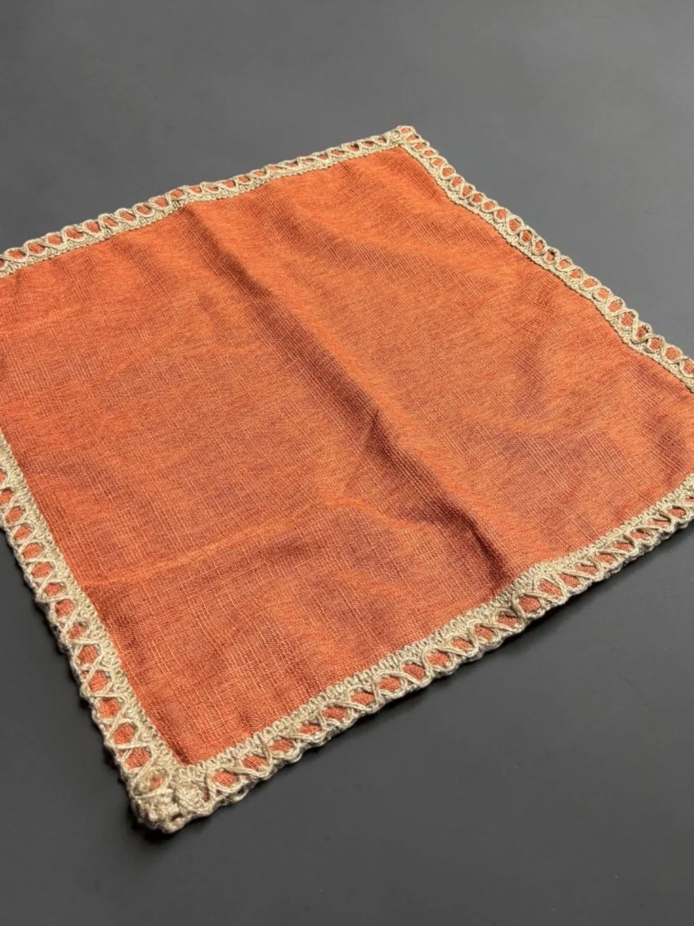 Phantoscope Orange Farmhouse Pillow Cover Linen Burlap Trim 18x18 NWOT